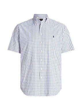 Polo Ralph Lauren Men’s White-Blue-Pink Check Short-Sleeve Button-Down Shirt XLT